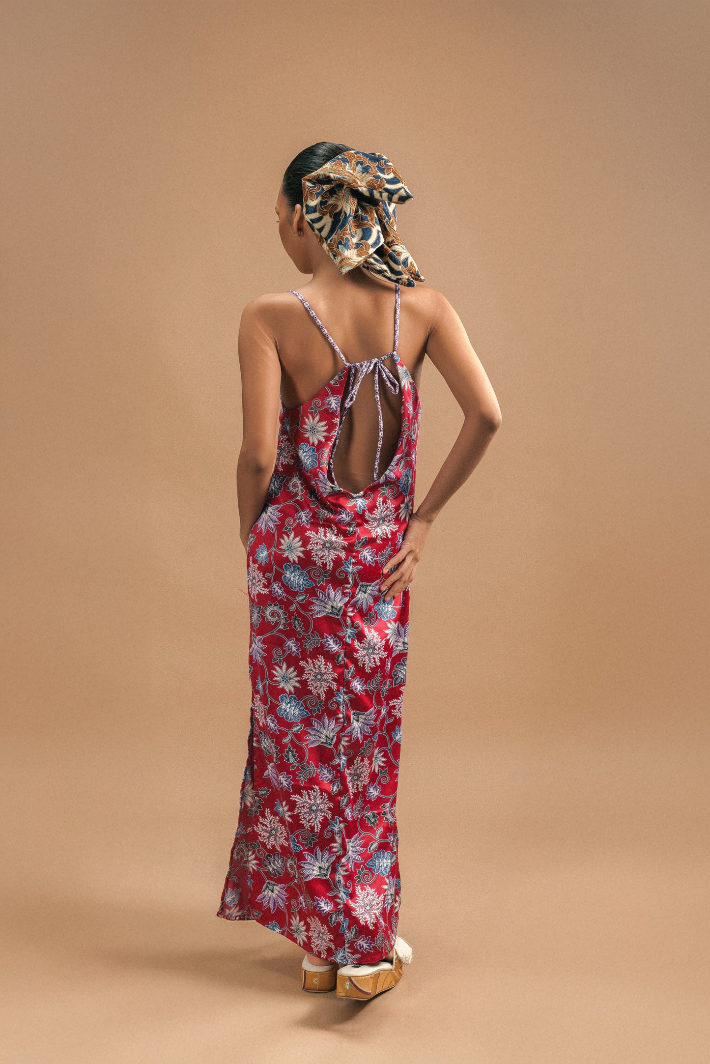 Bali Silk Mix Slip Dress – Red Floral