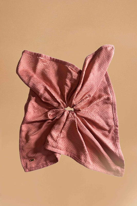 Salmon Blush silk Scarf Hair Tie