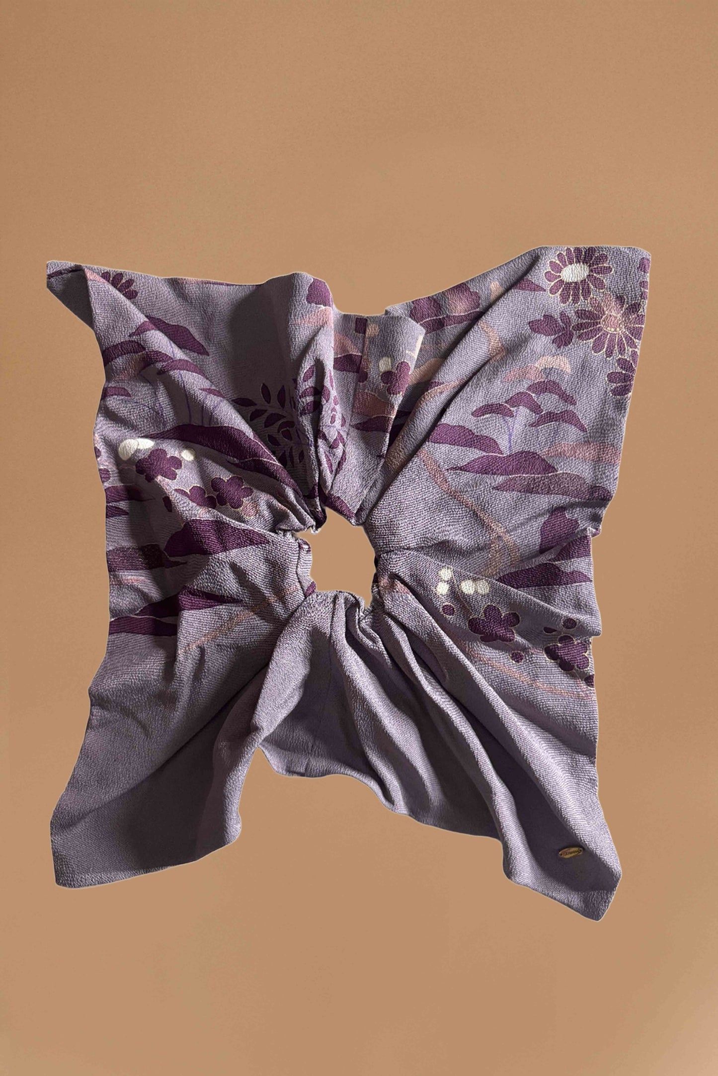 Lavender Floral Kimono Scarf Hair Tie