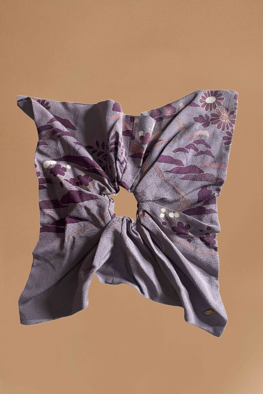 Lavender Floral Kimono Scarf Hair Tie